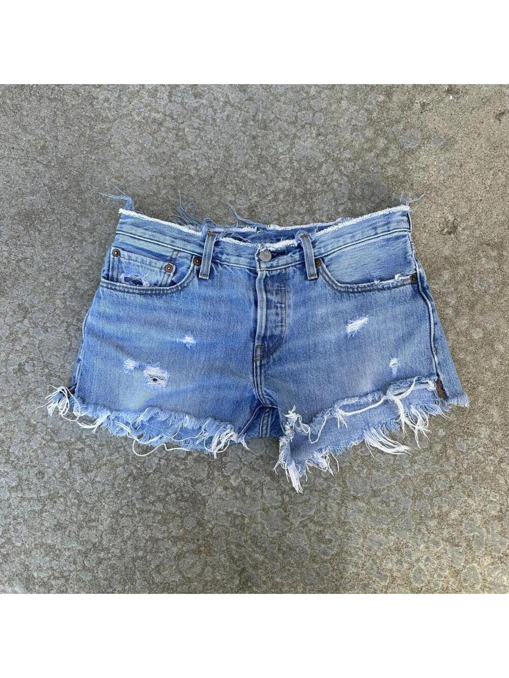 Levi's Distressed Mid Rise Denim Cutoff Shorts W26